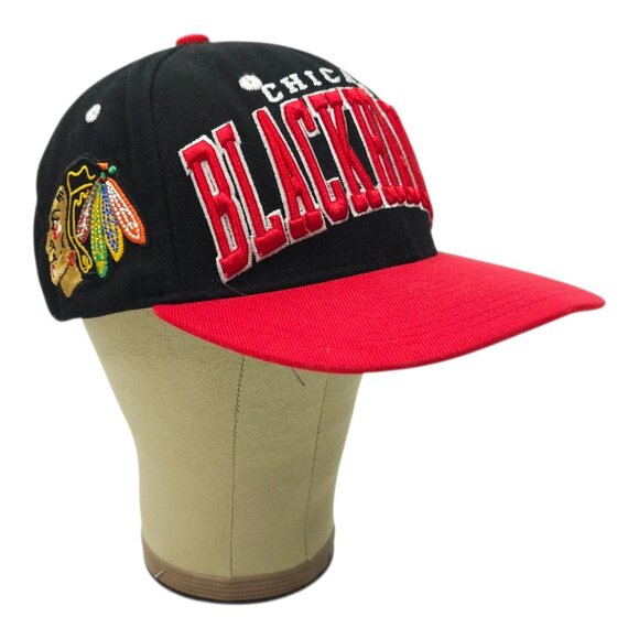 Chicago Blackhawks NHL Cap Vintage Zephyr Snapback Black Red 3D Embroidered Hat - Picture 3 of 13